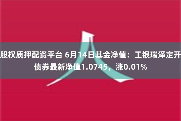 股权质押配资平台 6月14日基金净值：工银瑞泽定开债券最新净值1.0745，涨0.01%