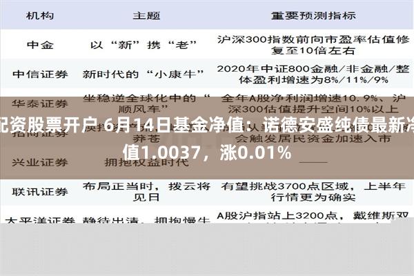 配资股票开户 6月14日基金净值：诺德安盛纯债最新净值1.0037，涨0.01%