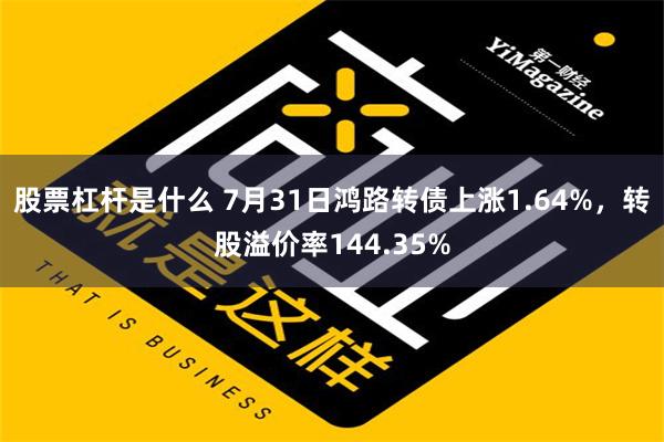 股票杠杆是什么 7月31日鸿路转债上涨1.64%，转股溢价率144.35%