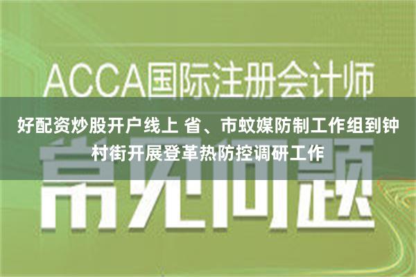 好配资炒股开户线上 省、市蚊媒防制工作组到钟村街开展登革热防控调研工作